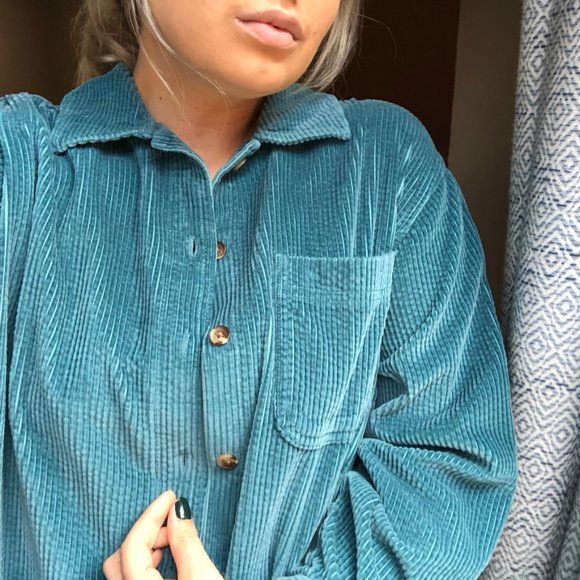 L.L. Bean Jackets & Blazers - L.L. Bean Oversized Corduroy Shacket Turquoise